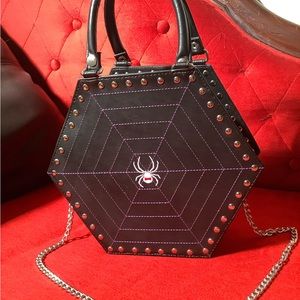Demonia Spiderweb Purse Handle Bag w/ Chain Strap